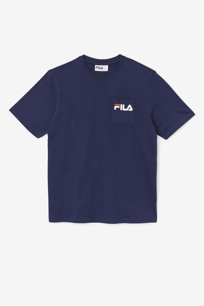 Fila T-Shirt Mens Navy - Curtis Pocket - Philippines 4152378-OX